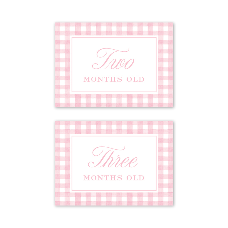 Cavalier Garden Gingham Pink Milestone Cards