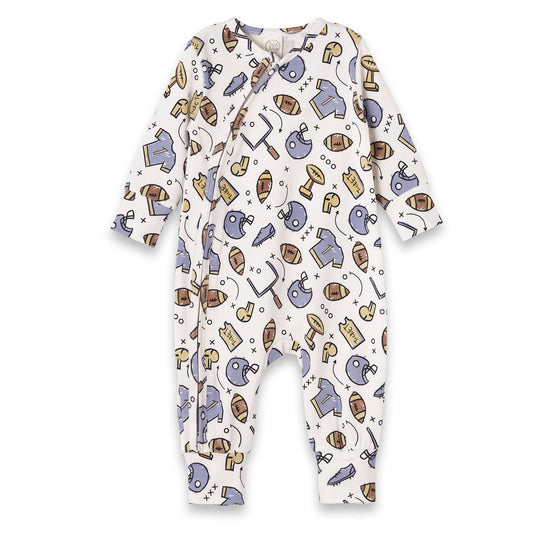 Touchdown Baby Boy Bamboo Football Zipper Romper