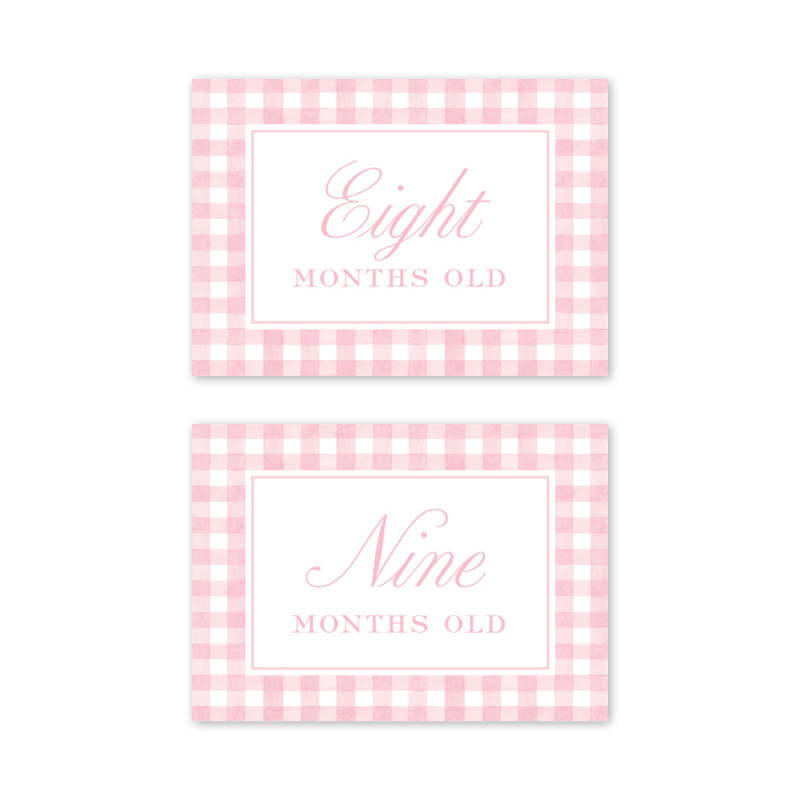 Cavalier Garden Gingham Pink Milestone Cards