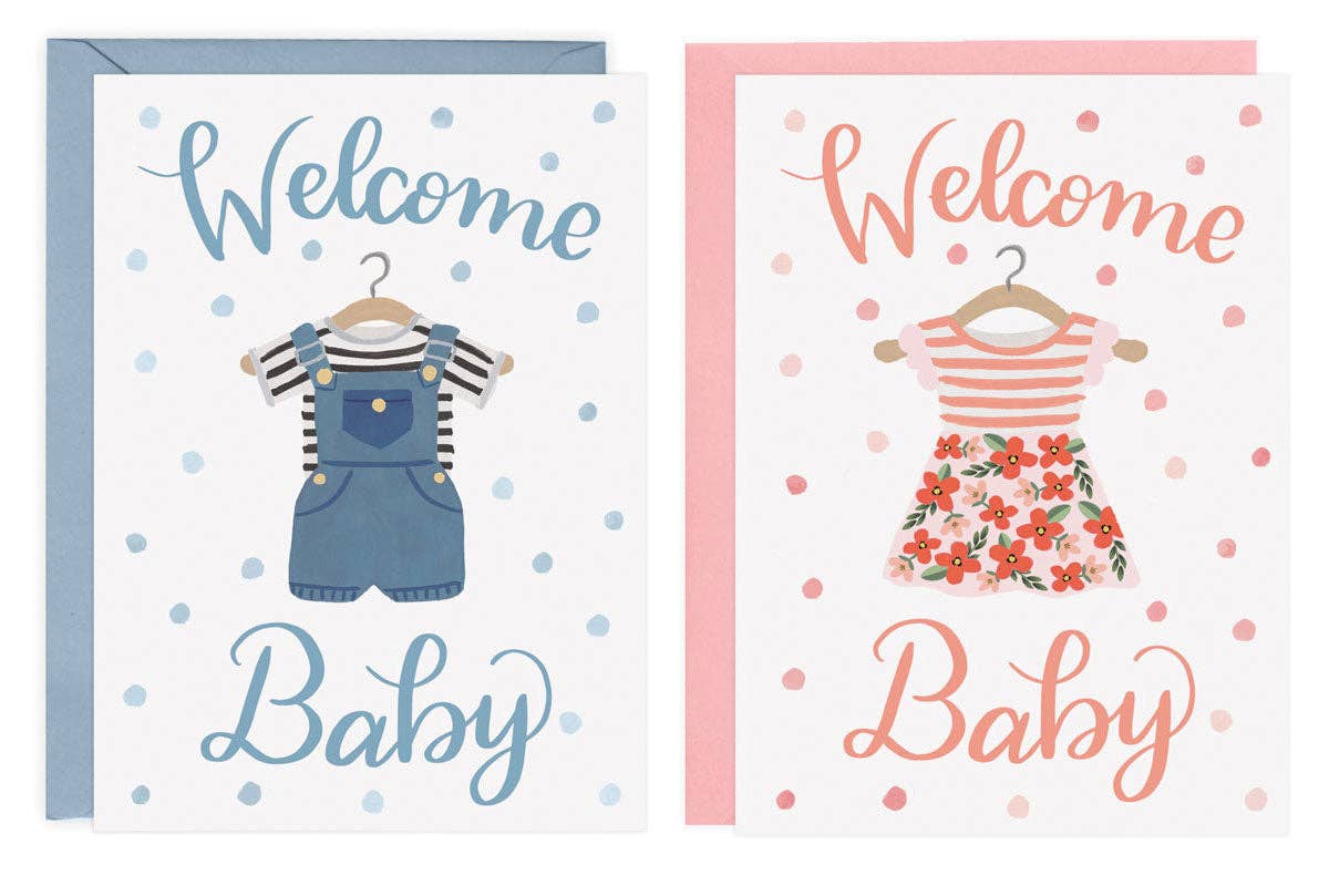 Welcome Baby Card - Pink or Blue
