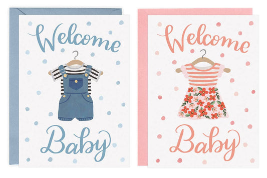 Welcome Baby Card - Pink or Blue