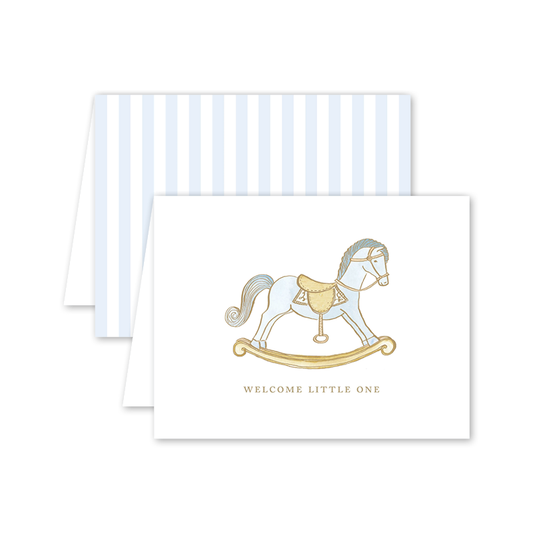 Petit Jouet Cheval Bleu Baby Card