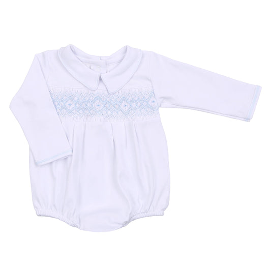 Ava and Archie Blue Smocked Collared Bubble