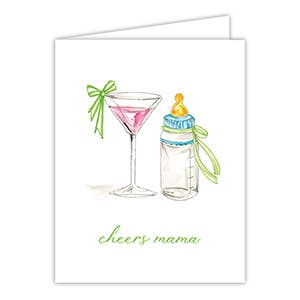 Cheers Mama Martini and Baby Bottle Greeting Card