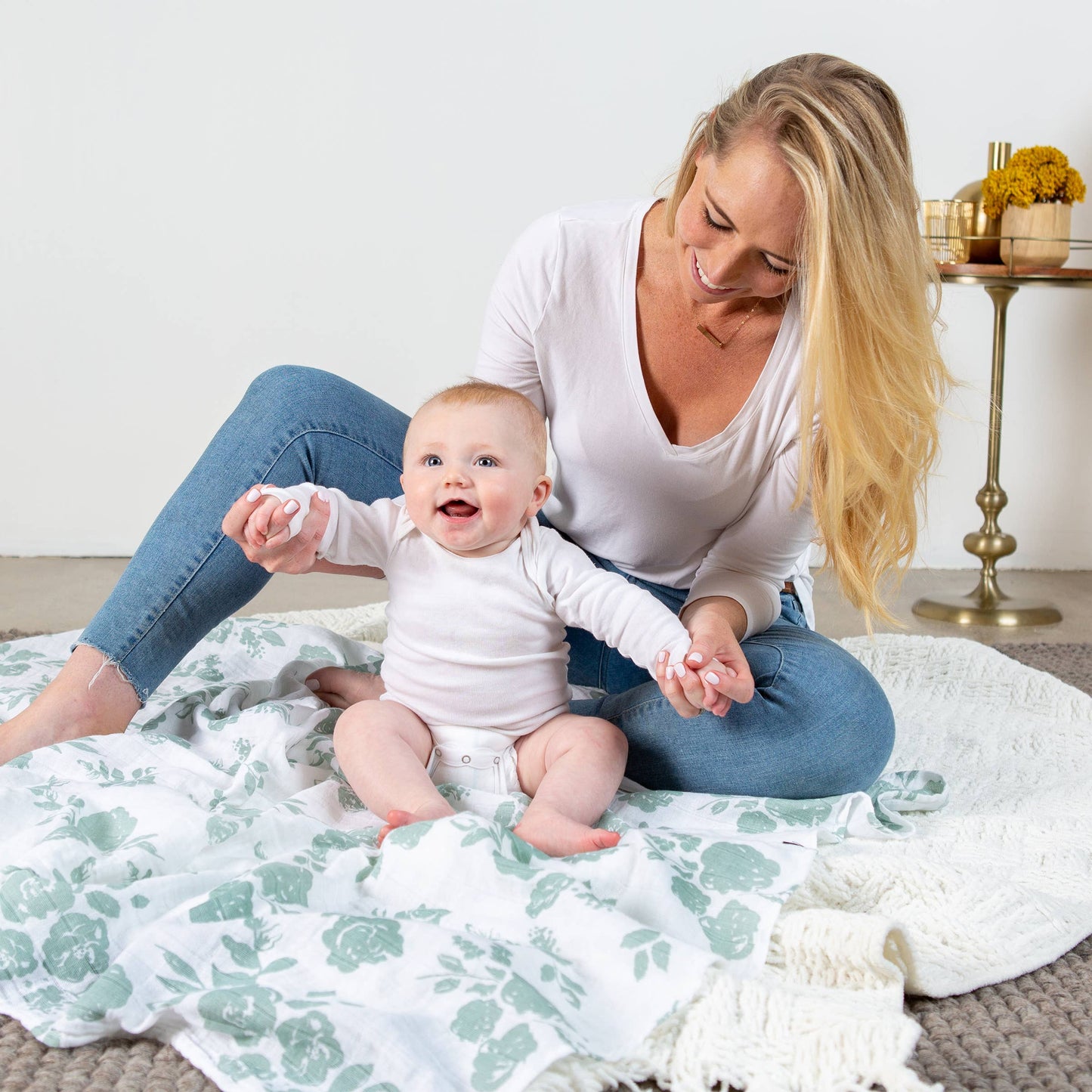 Vintage + Modern Floral Classic Muslin Swaddle Blanket Set