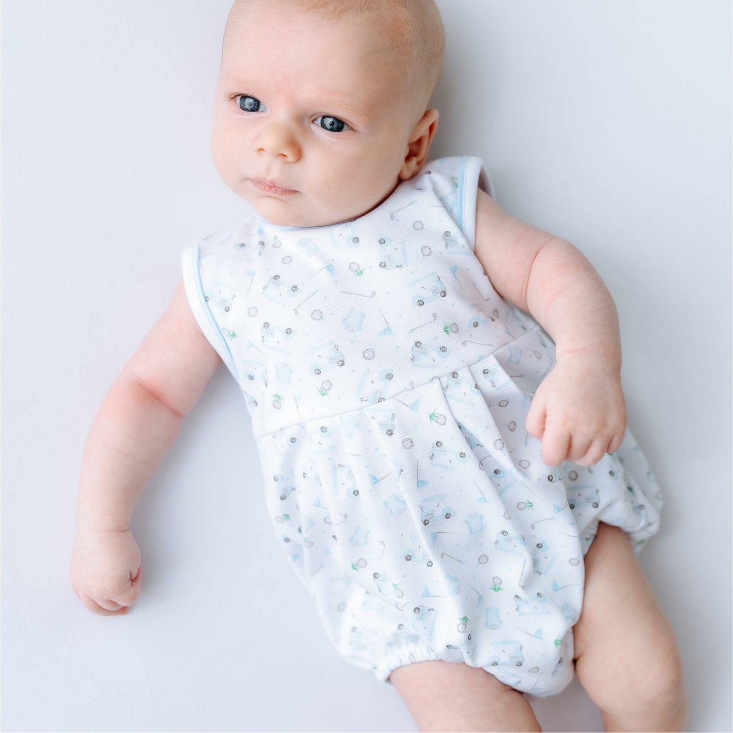 Little Golfer Print Bubble - Light Blue