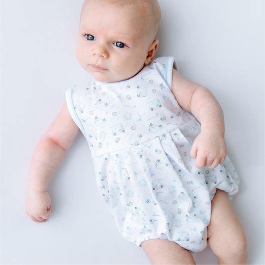 Little Golfer Print Bubble - Light Blue