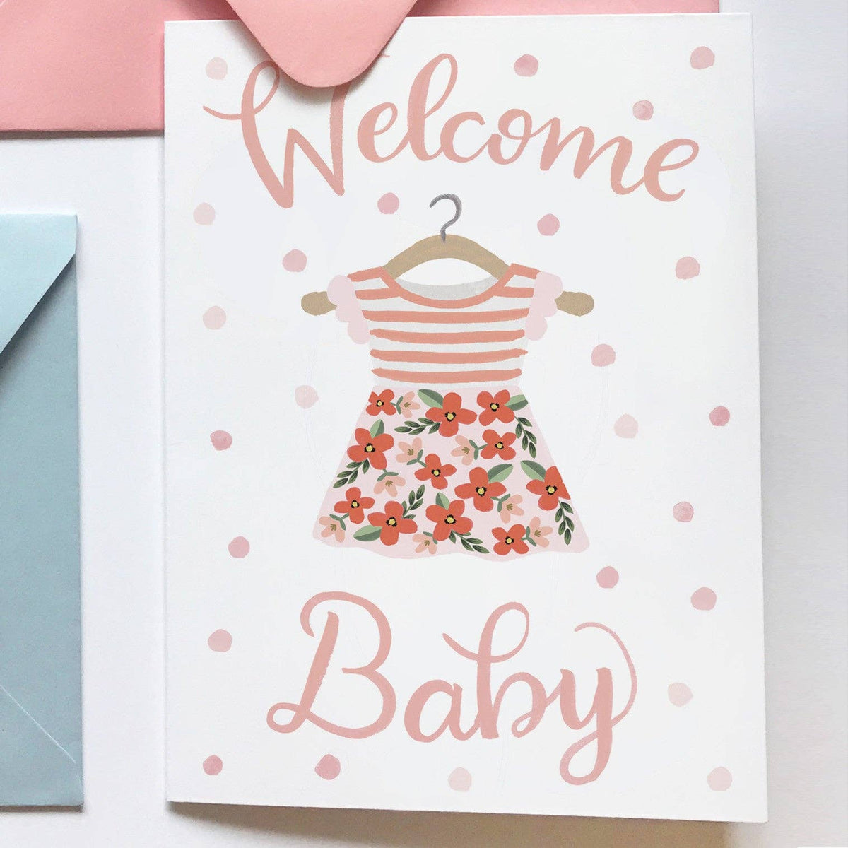 Welcome Baby Card - Pink or Blue