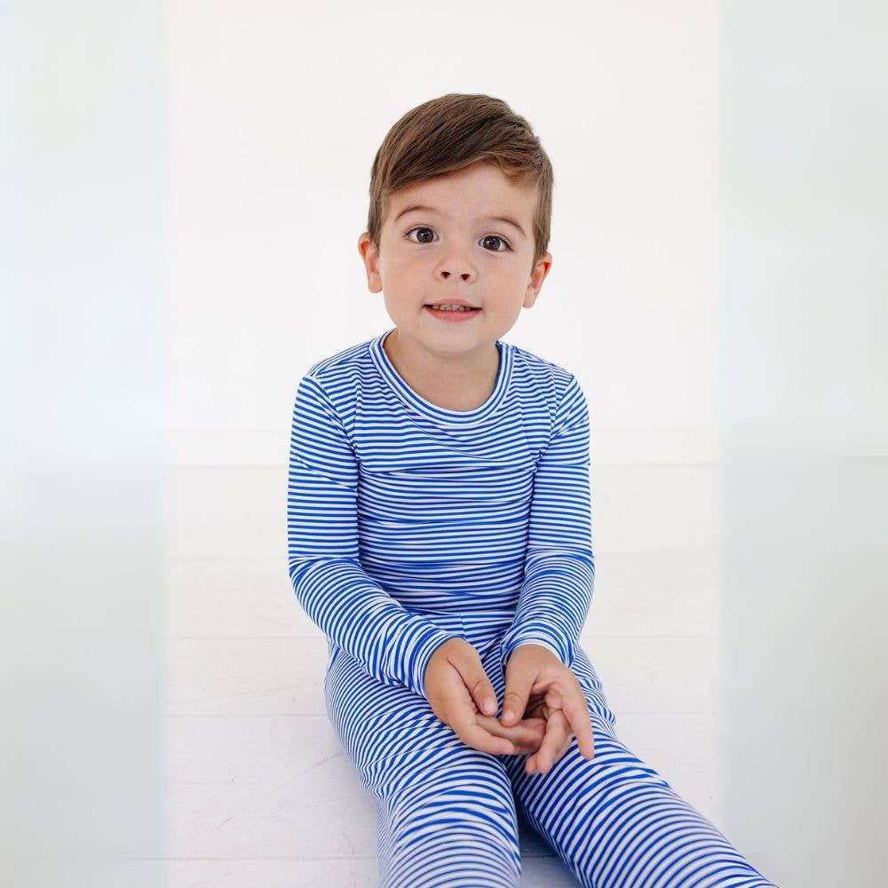 Cobalt Stripe Bamboo Toddler Pajama Set