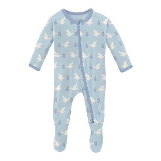 KicKee Pants Footie Spring Sky Stork