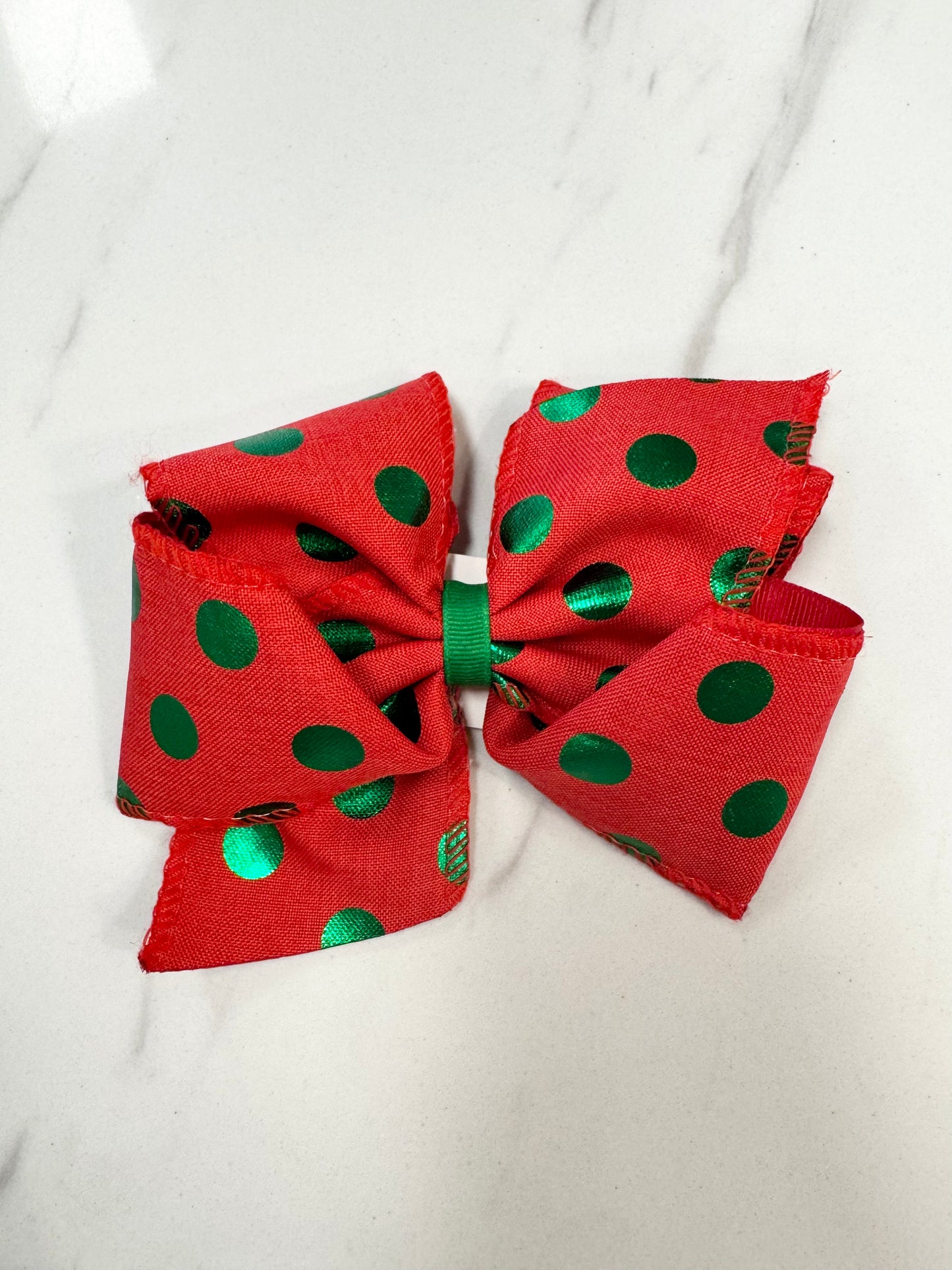 King Green and Red Polka Dot Bow