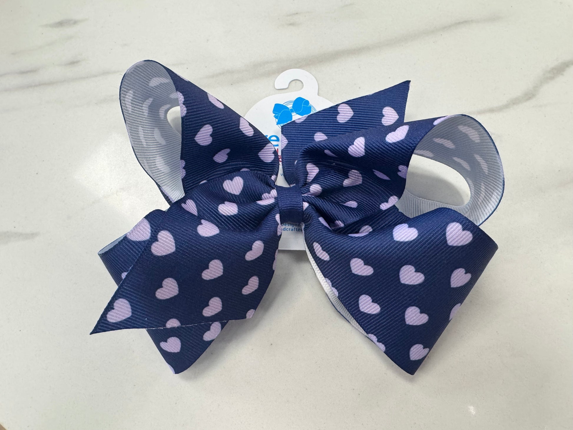 King Heart Print Bow Pink or Lavender - Main Image