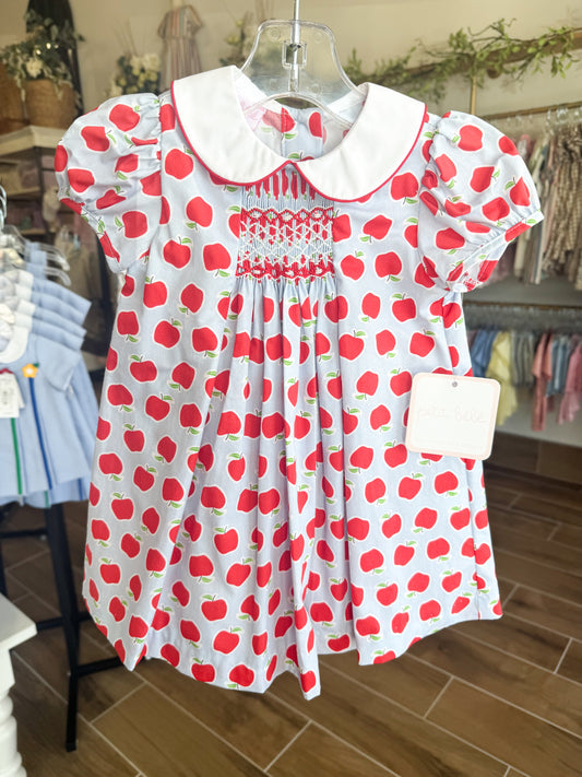 Apple Print Smocked Dress