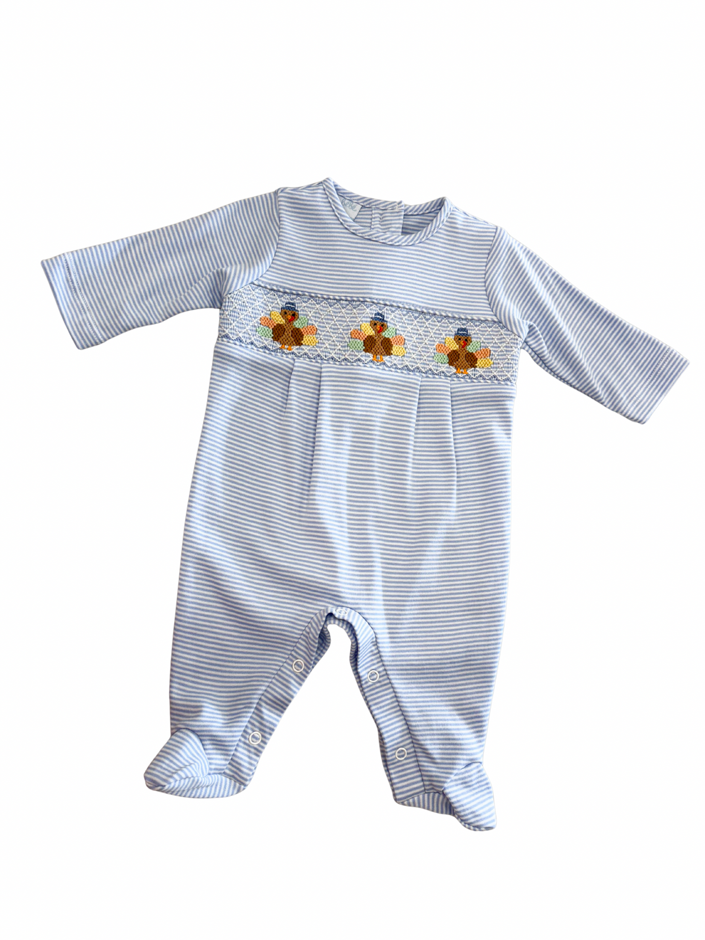 Turkey Light Blue Knit Stripe Long Footie