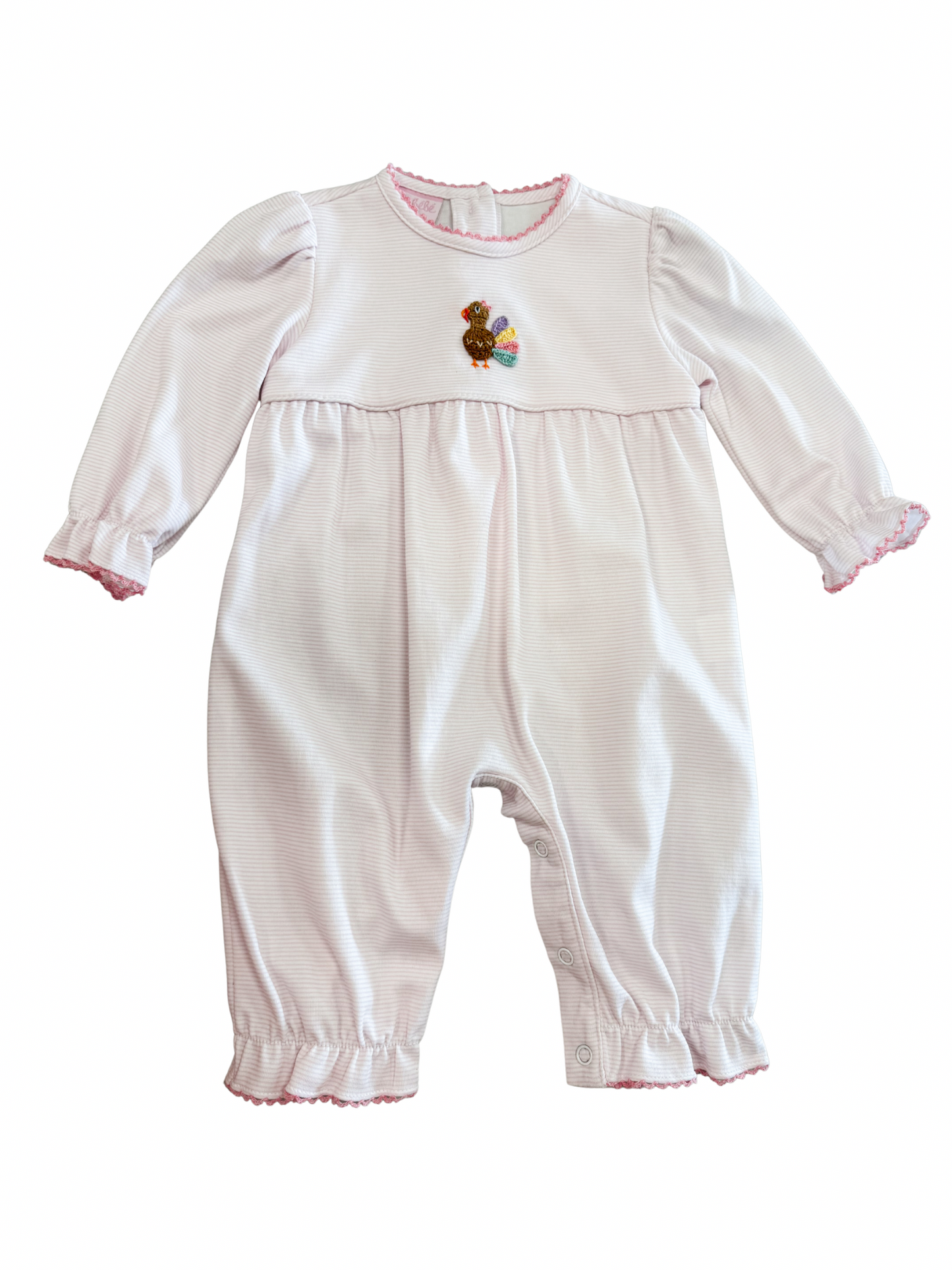 Pink Stripe Knit Girl's Long Romper