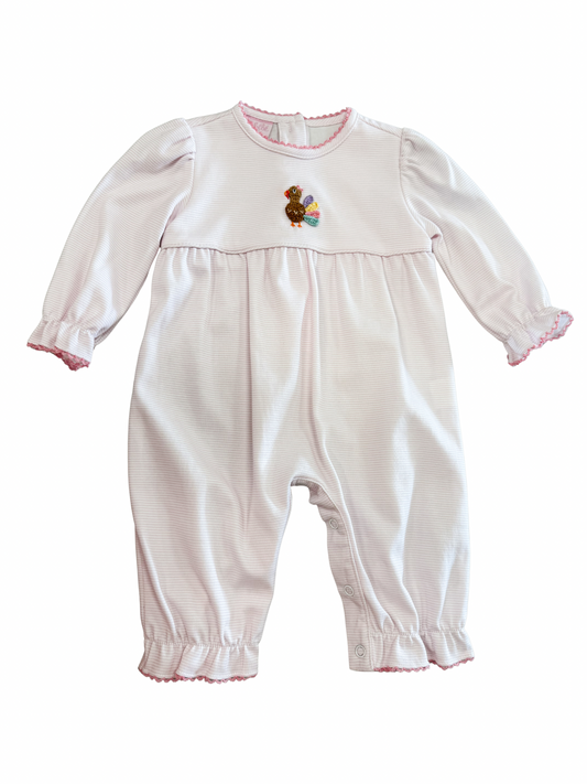 Pink Stripe Knit Girl's Long Romper