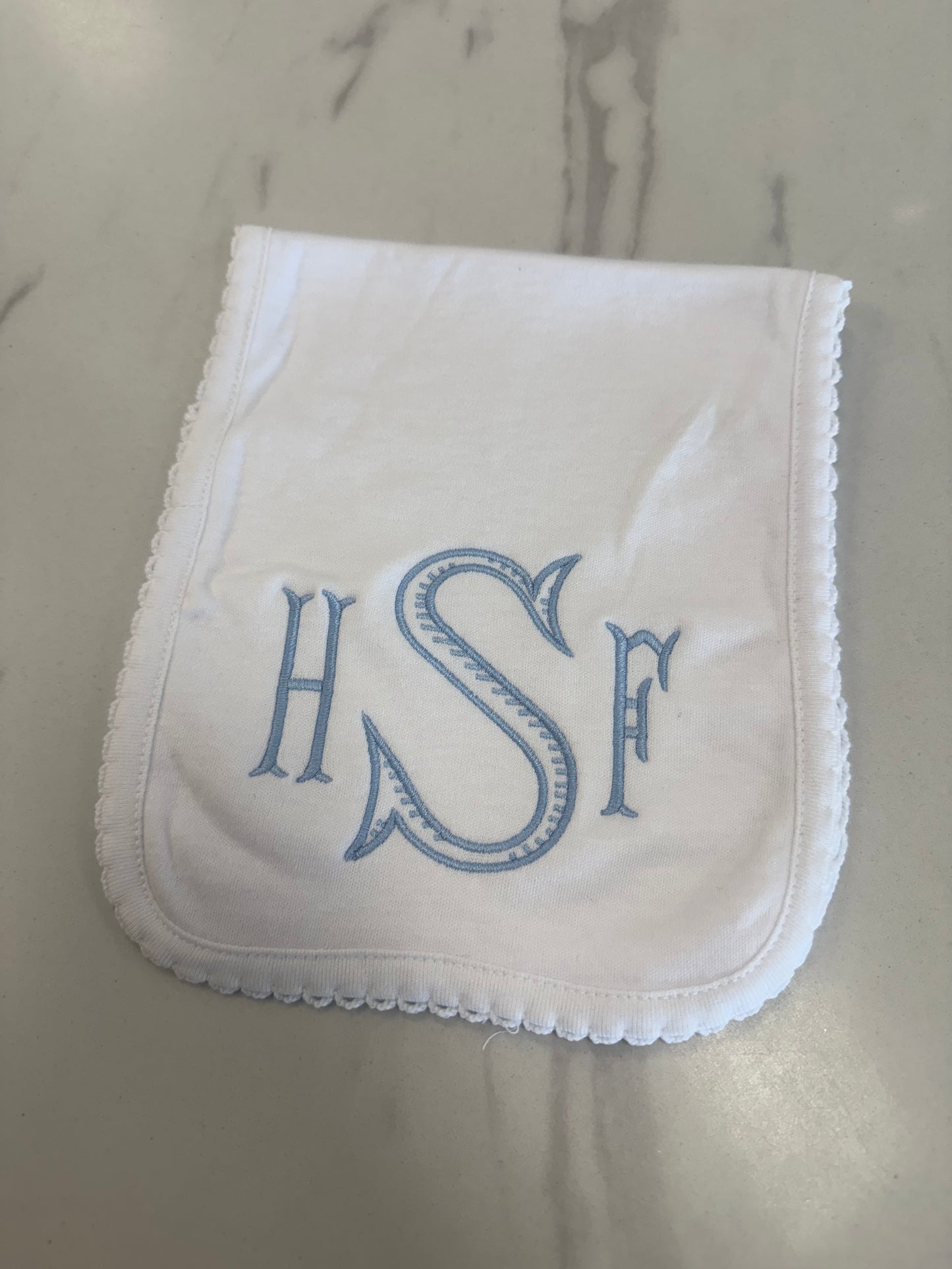 Boys Embroidered Bib/Burp Cloth Set