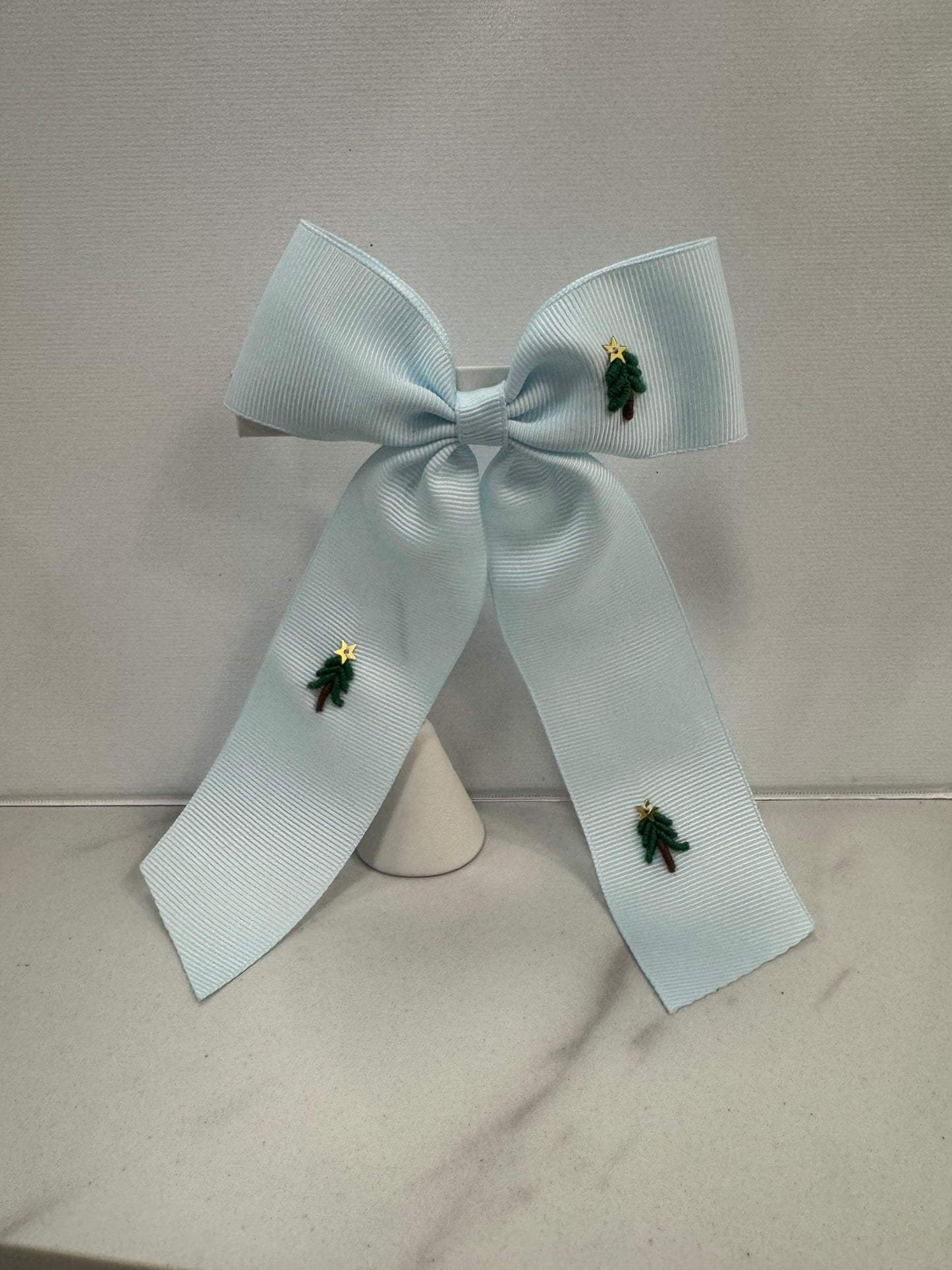 Hand Embroidered Christmas Tree Bow