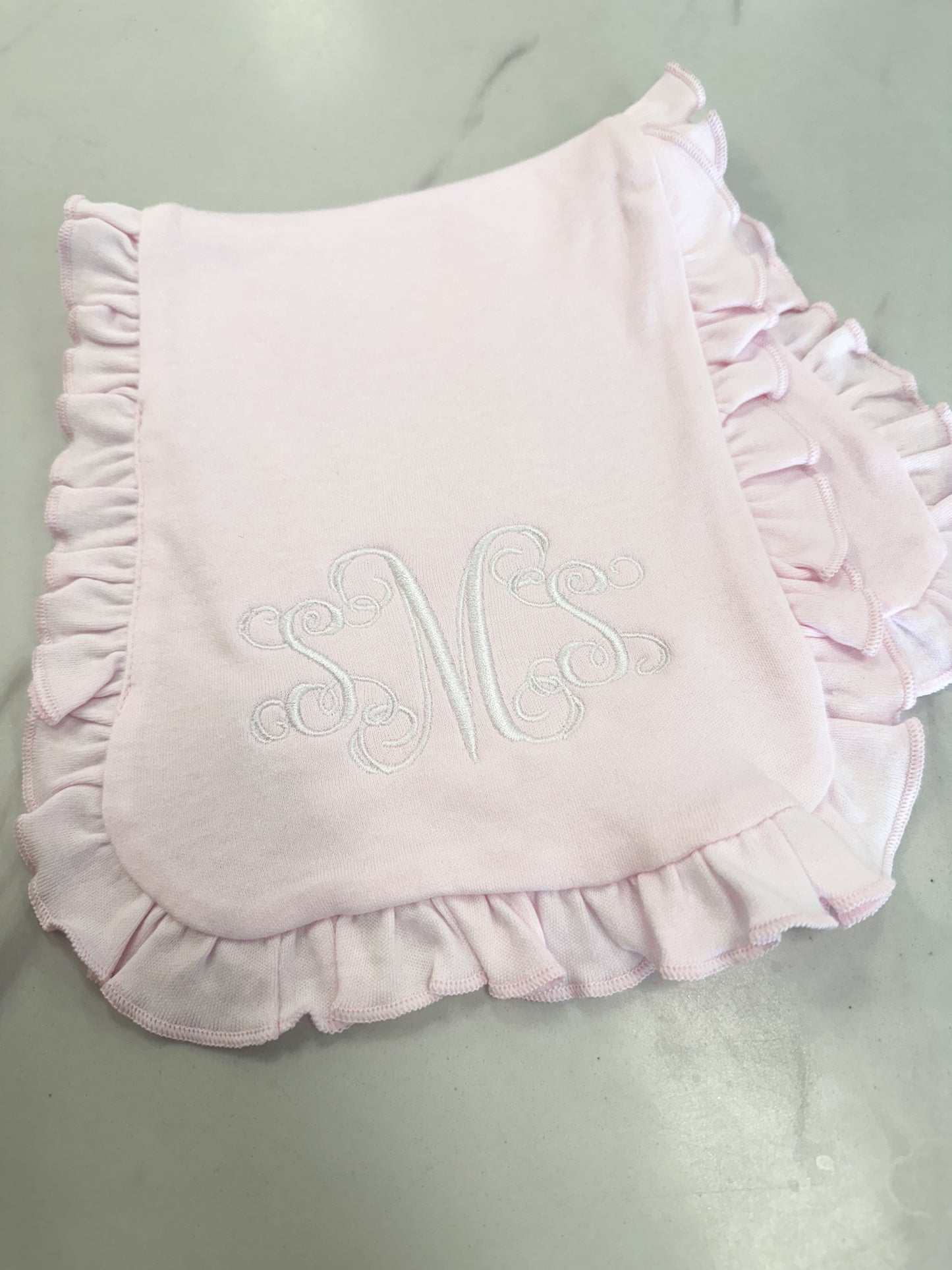 Girls Embroidered Bib/Burp Cloth Set