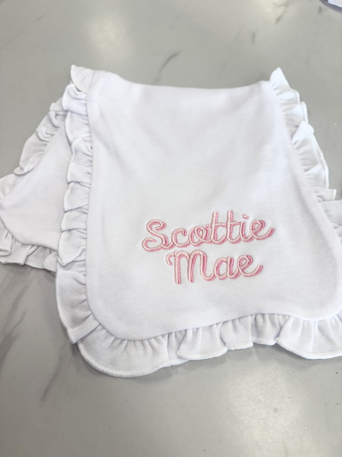 Girls Embroidered Bib/Burp Cloth Set