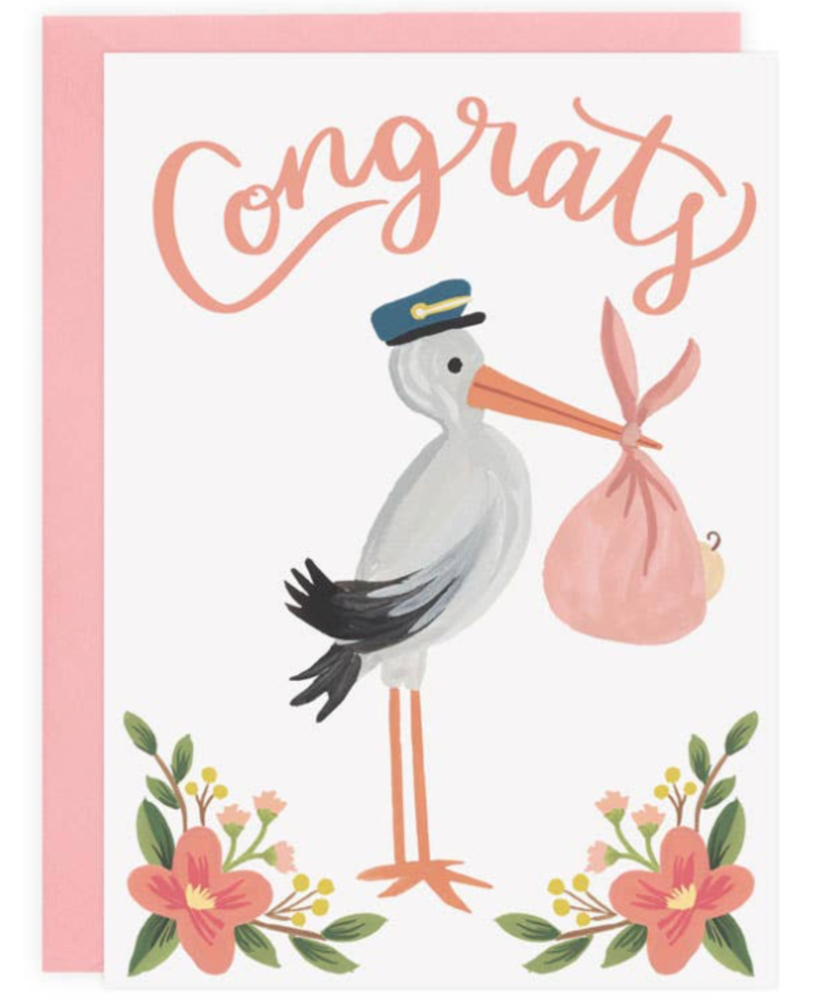 Stork Congrats Card - Pink or Blue
