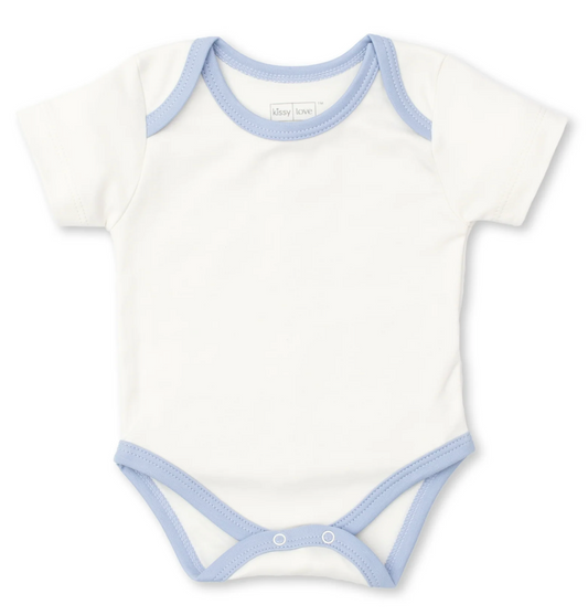 Kissy Kissy Basics Short Sleeve Bodysuit - Blue or Cream