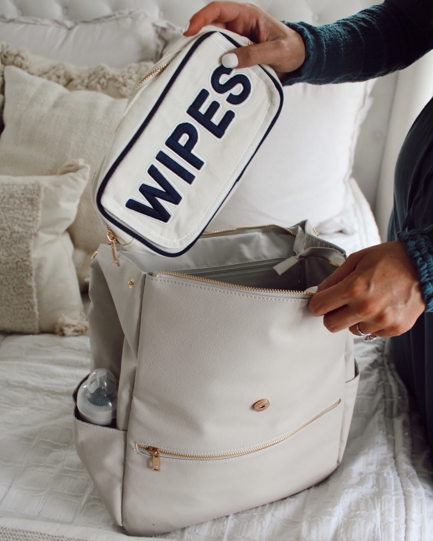Canvas Wipes Pouch - Pink or Navy