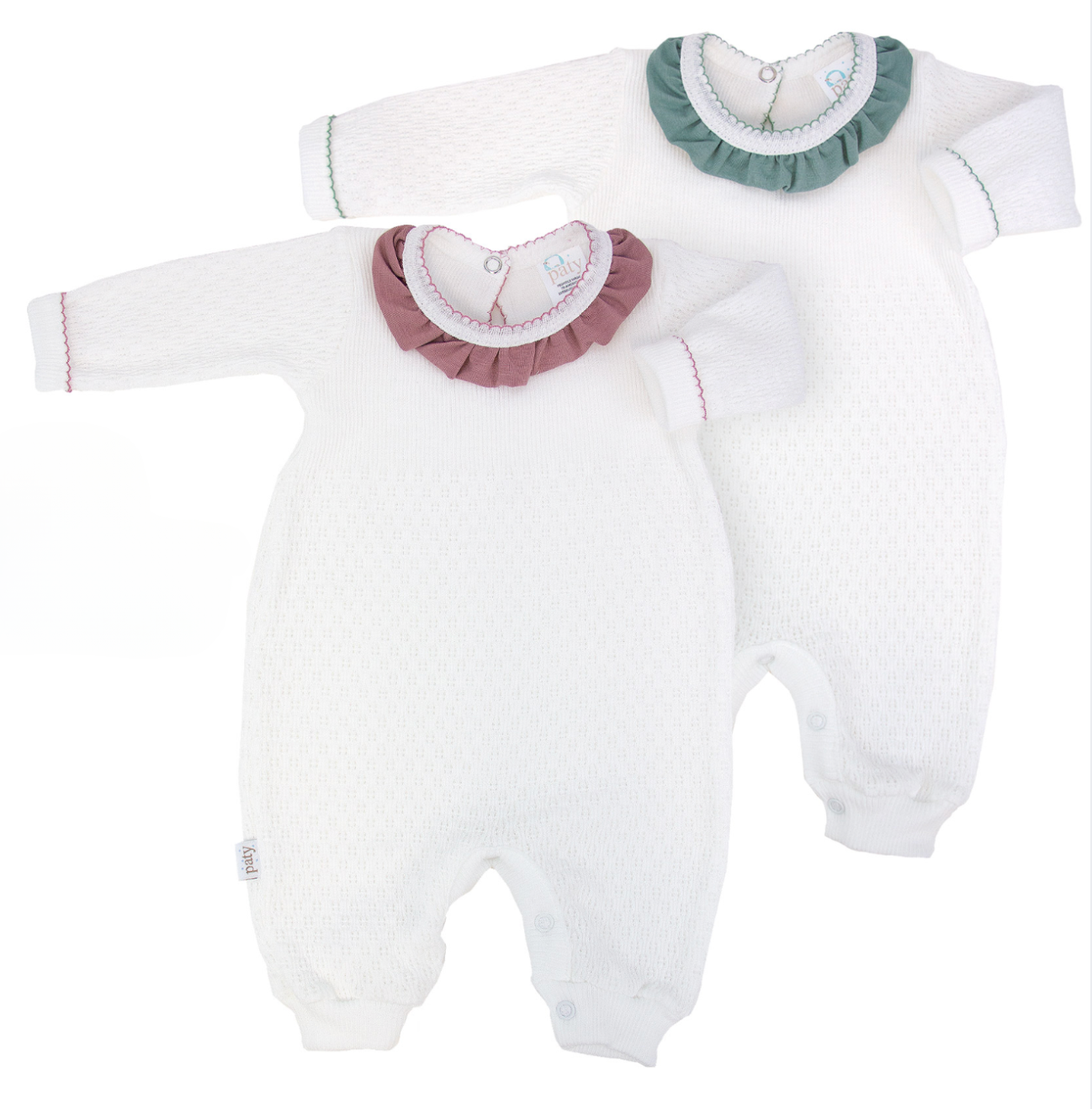 Knit Bamboo Collar Romper - Mauve or Sage