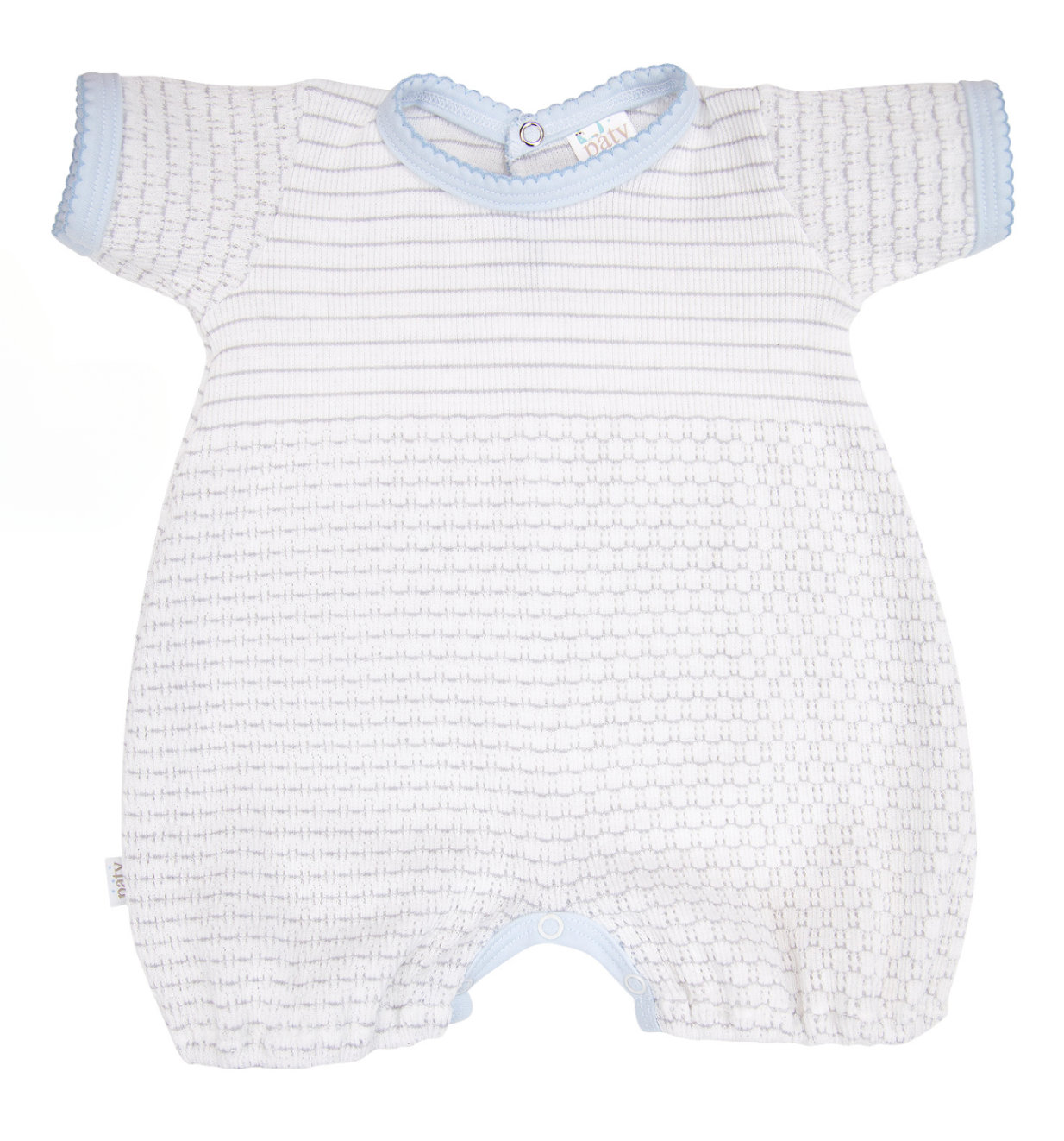 Grey Romper with Blue Trim