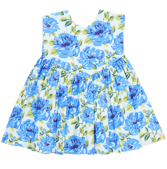 Pink Chicken Girls Blue Peonies Dress