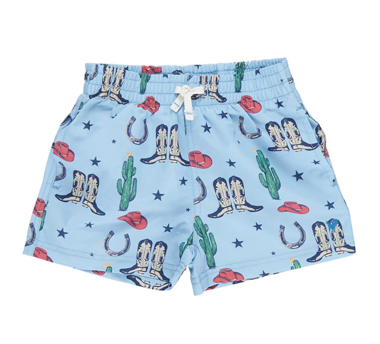 Pink Chicken Boys Tiny Rodeo Swim Trunks