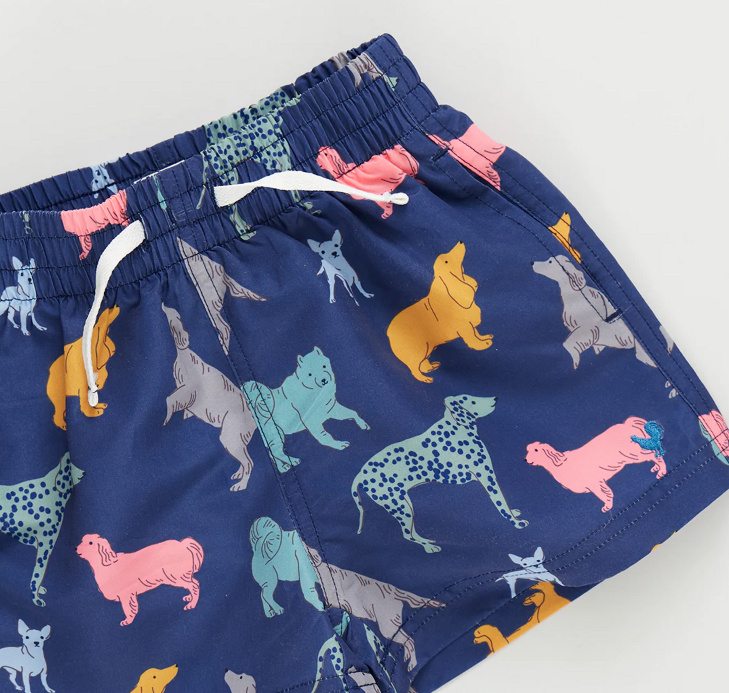 Pink Chicken Boys Navy Dogs Swim Trunk
