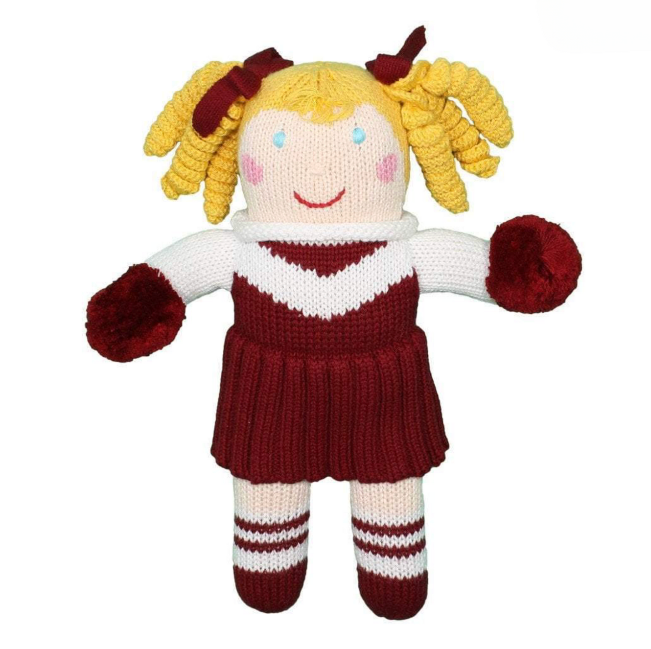 Cheerleader Knit Doll - Maroon & White