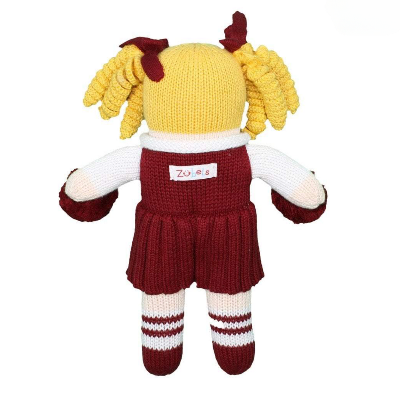 Cheerleader Knit Doll - Maroon & White