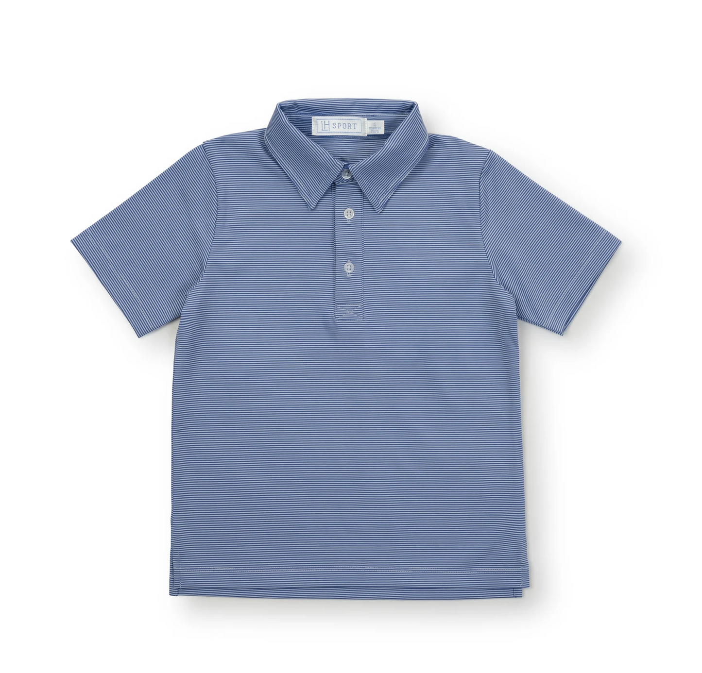 Lila and Hayes Performance Polo - Blue and White Stripes