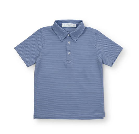 Lila and Hayes Performance Polo - Blue and White Stripes