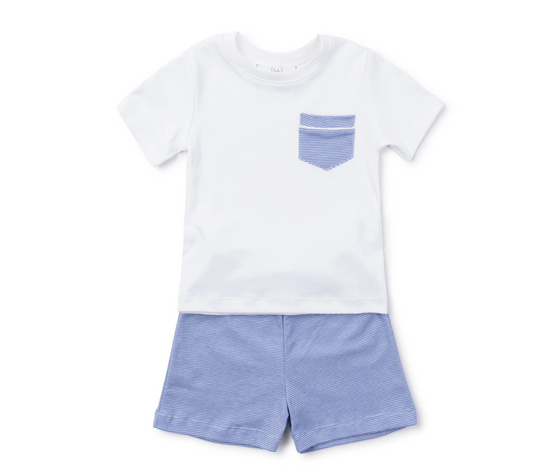 Lila and Hayes Charles Short Set - Blue and White Stripes