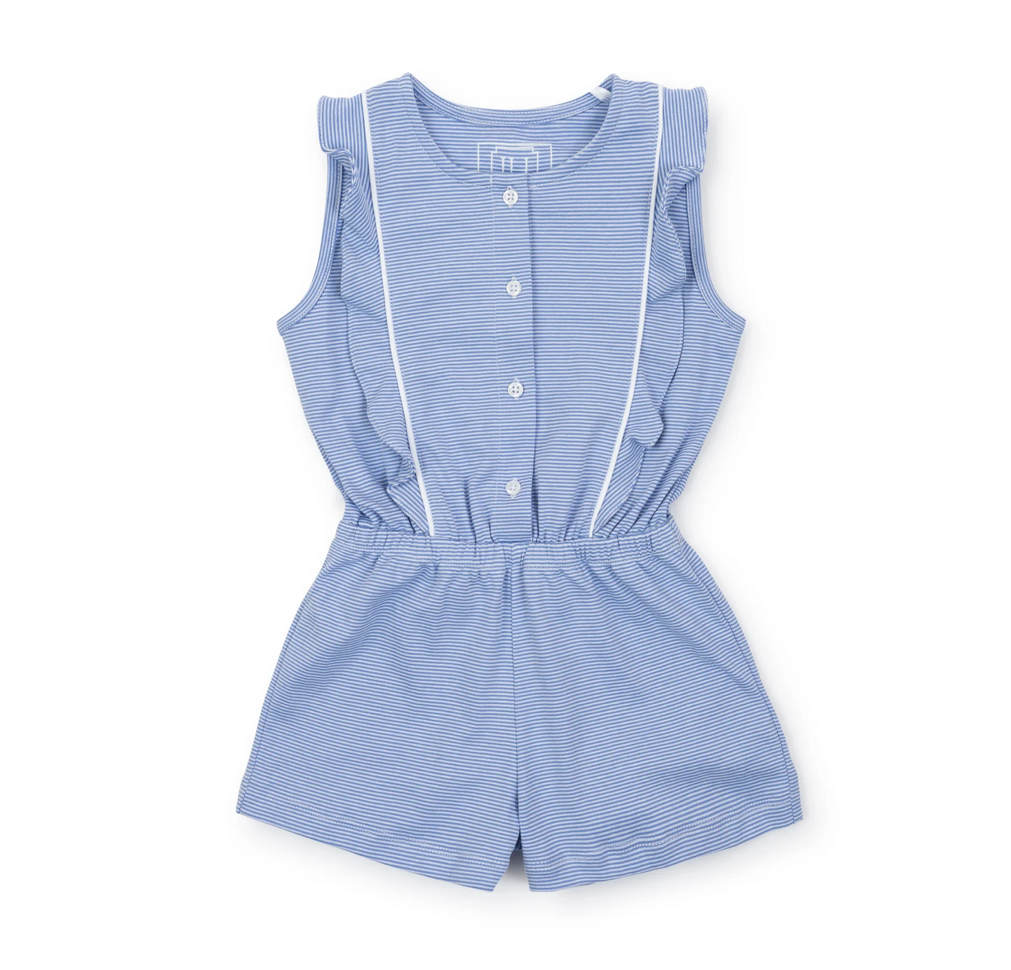 Lola Girls Romper - Blue and White Stripes