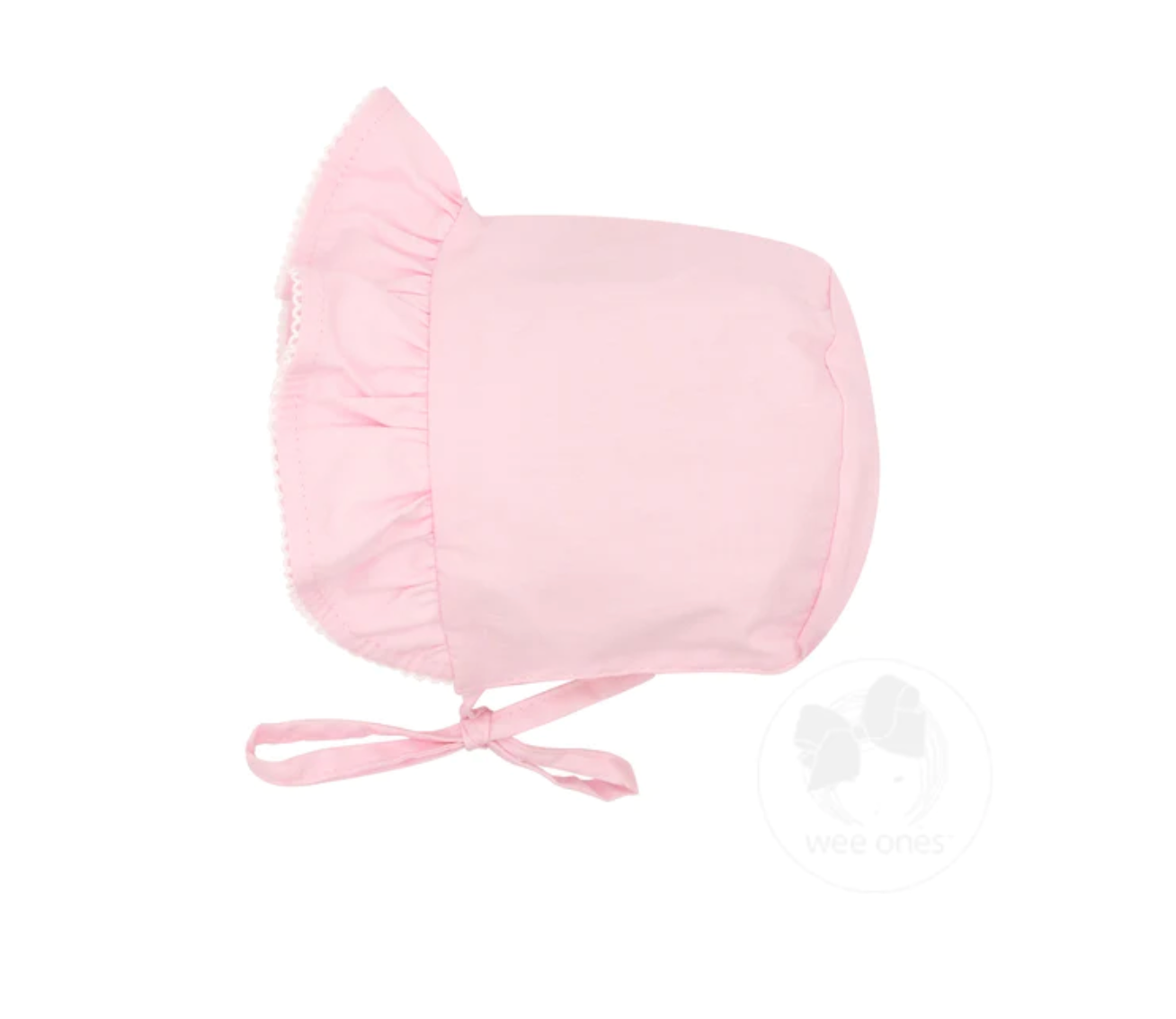 Ruffle Moonstitch Edge Baby Bonnet - Pink