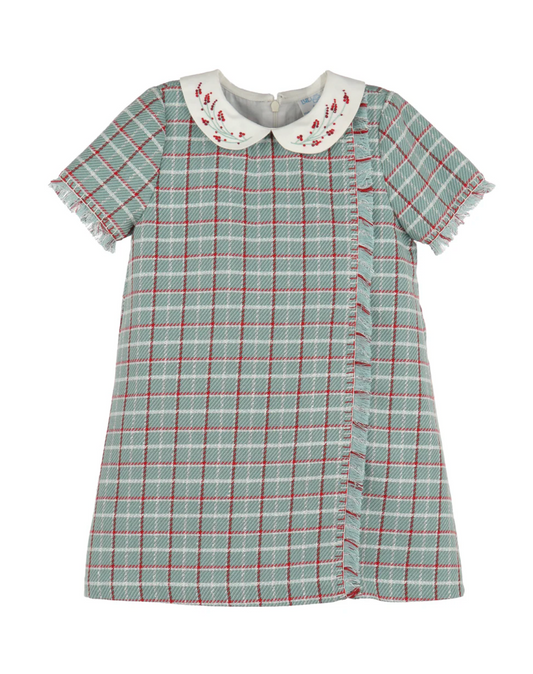 Girls Plaid Frayed A-Line Dress