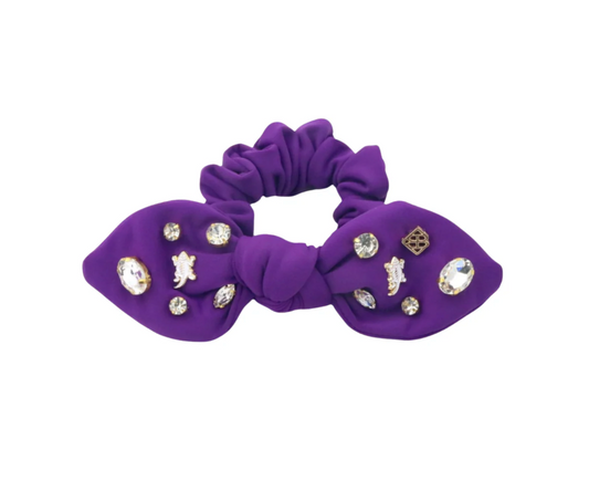 TCU Purple Logo Bow Scrunchie