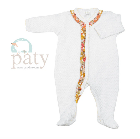 Paty Footie with Fall Floral Ruffle