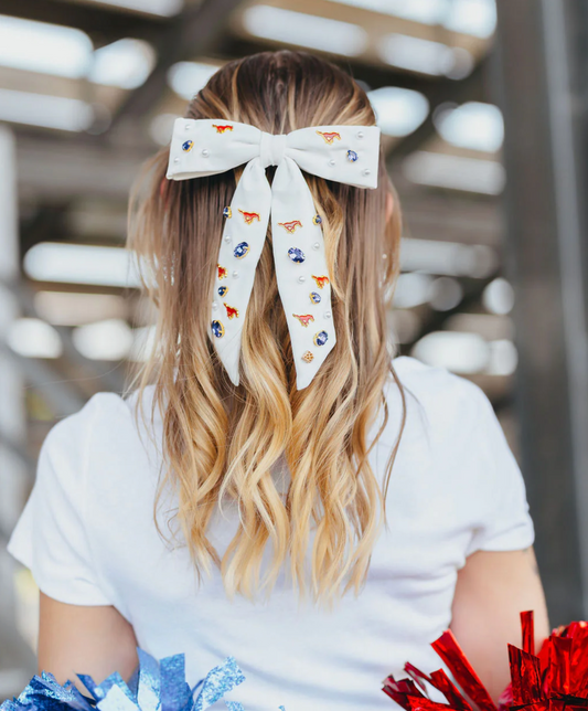 SMU White Bow Barrette