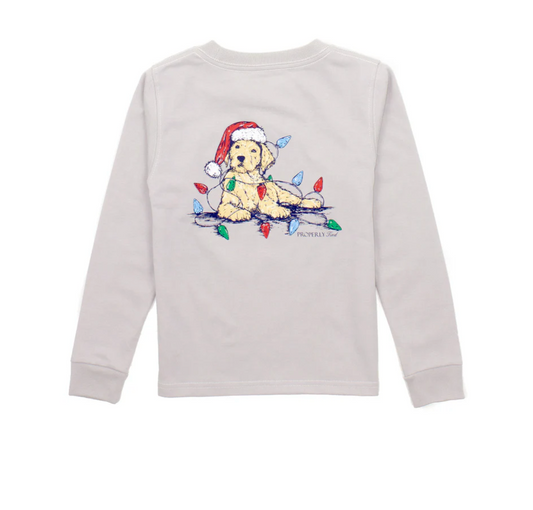 Properly Tied Boys Santa Paws Long Sleeve - Ice Grey