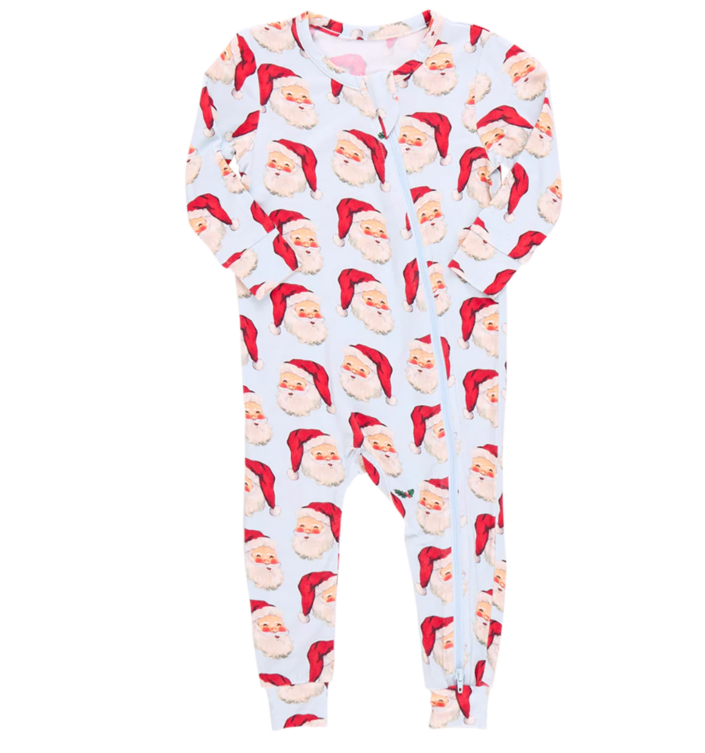 Pink Chicken Blue Vintage Santas Bamboo Romper