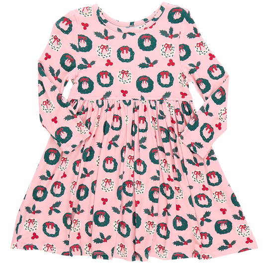 Pink Chicken Wreaths and Holly Bamboo Dress