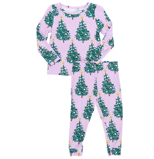 Pink Chicken Purple Flocked Tree Bamboo PJ Set