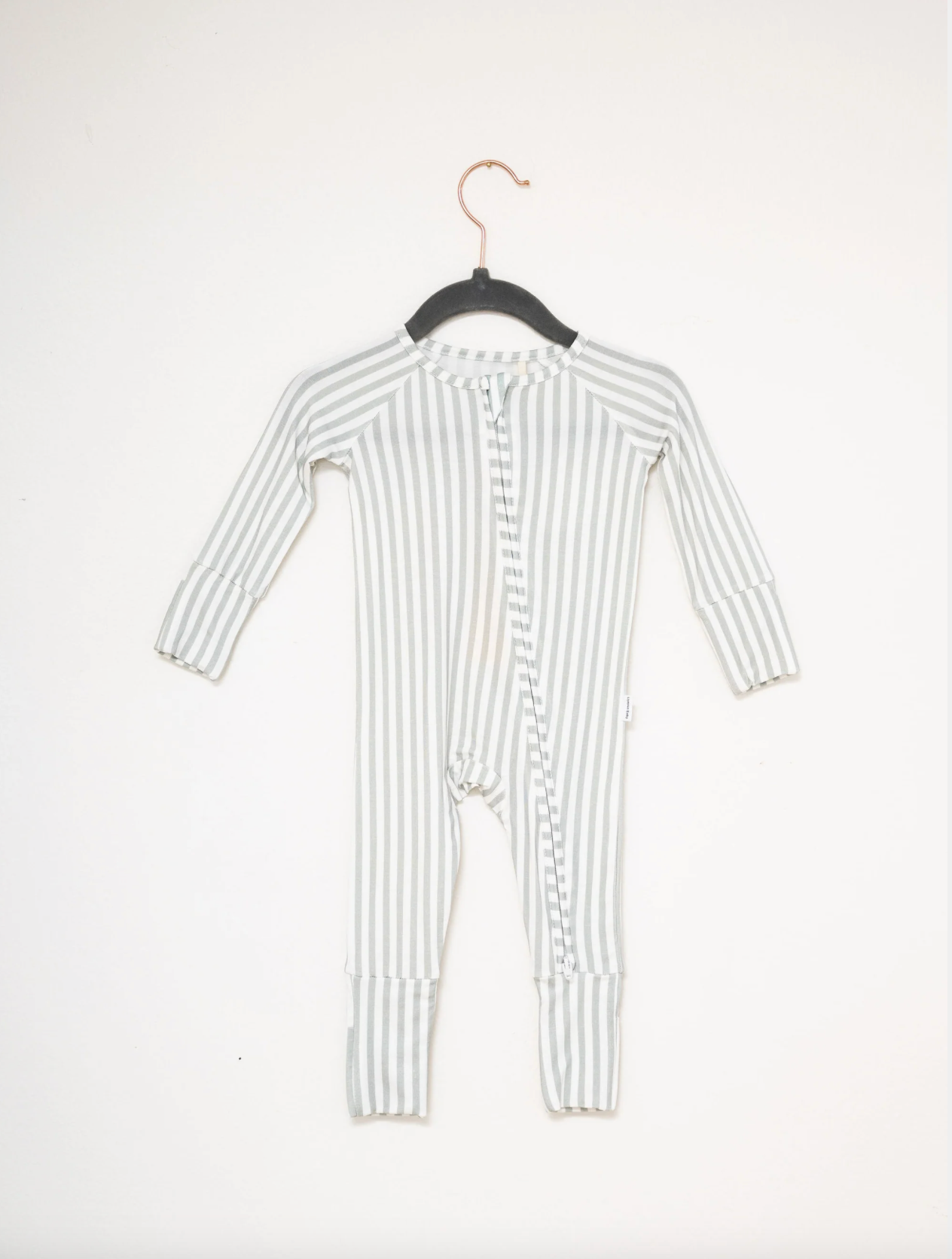 Uptown Baby Sage Mini Stripe Sleep Romper