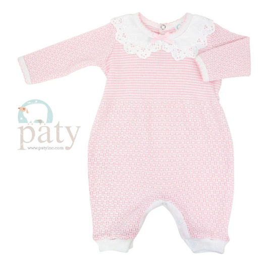 Paty Pink Romper with Lace Collar
