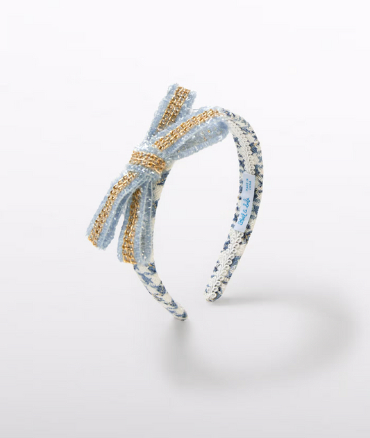 Blue Houndstooth Headband